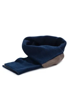 RIVIERA CASHMERE | SCHALKRAGEN ZWEIFARBEN BLAU BEIGE Sale