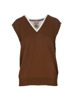 SEMICOUTURE | GILET V-AUSSCHNITT BRAUN Hot