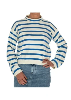 SEMICOUTURE | PULLOVER WEICHEM KRAGEN WEISS HELLBLAU Outlet