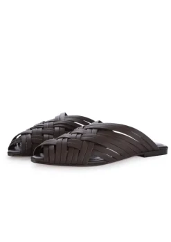 SPAZIO CORRIDONI 1 MILANO | SANDALEN GEFLOCHTENES LEDER DUNKELBRAUN Outlet