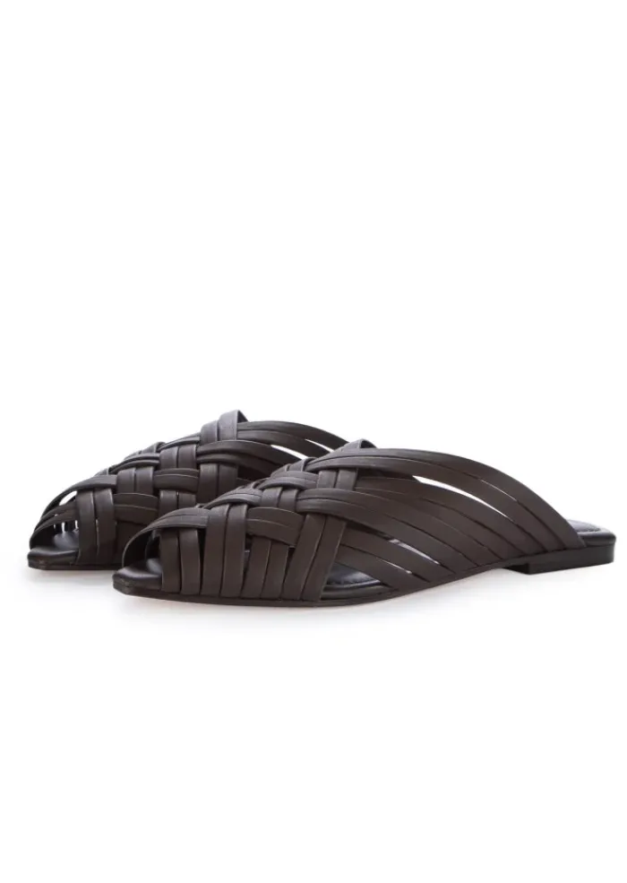 SPAZIO CORRIDONI 1 MILANO | SANDALEN GEFLOCHTENES LEDER DUNKELBRAUN Outlet