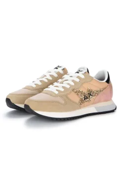 SUN68 | SNEAKER STARGIRL GLITTER LOGO BEIGE ROSA Outlet
