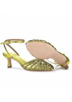 VICENZA | SANDALEN MIT ABSATZ LICHT METALLISCH GRÜN Outlet