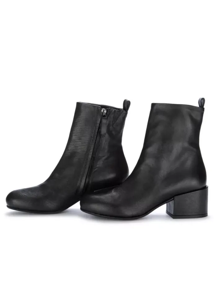 VICOLO 8 | STIEFELETTEN MIT ABSATZ GEWASCHENES LEDER SCHWARZ Clearance