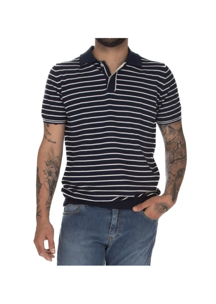 WOOL & CO WOOL & CO | POLOSHIRT QUERSTREIFEN BLAU WEIß Fashion